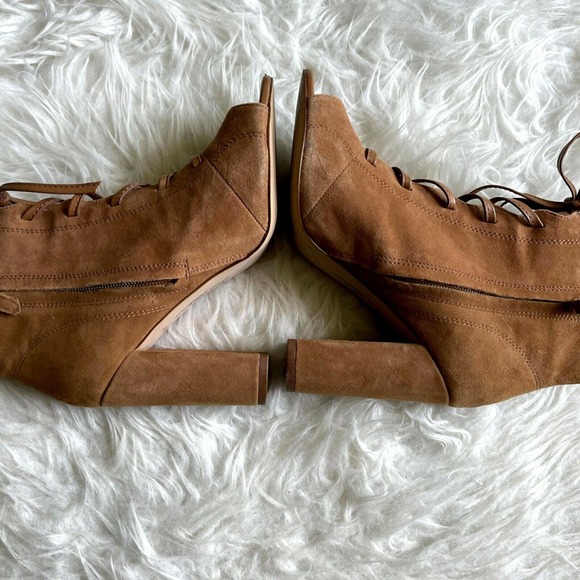 Sam Edelman 6.5 Yvie Bootie Tan Suede Lace Up - Picture 6 of 7